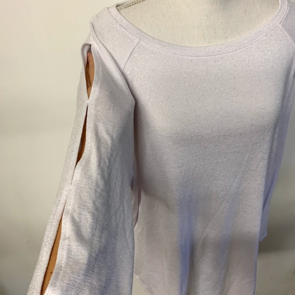 NWT Jennifer Lopez White Glitter Cut Out Arm Top - Picture 3 of 8